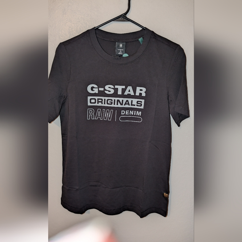 G-Star Raw Denim Original Logo Graphic T-Shirt Size XS Black NWT